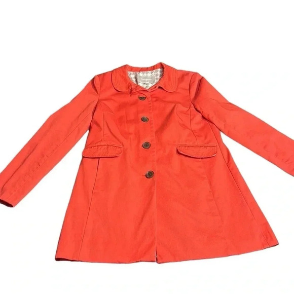 BANANA REPUBLIC. Coat. Women XS. Coral/soft Red jacket,flap pockets,button front - Picture 3 of 17
